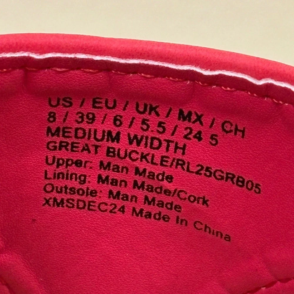 KENNETH COLE REACTION Great Buckle Wedge Sandal Geranium Red Women Size 8 Casual